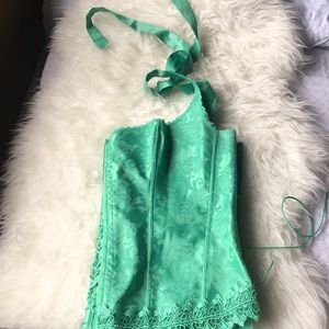 Fredericks of Hollywood green corset